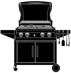 Lineart Backyard BBQ with open lid black