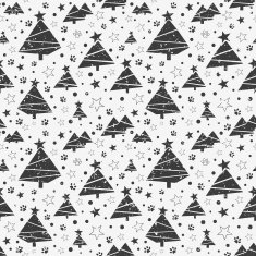 Christmas tree seamless pattern in white and black - Illustration