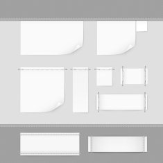 Label Tag Stitch Set White Vector Isolated N2