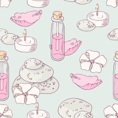 Aromatherapy and spa hand drawn seamless pattern in vector N2