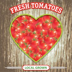 Tomato Heart Sign On Old Wood Background