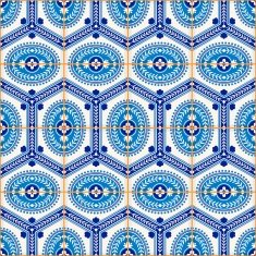 Seamless Moroccan Portuguese tiles Azulejo ornaments N12