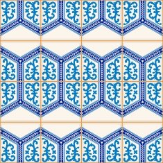 Seamless Moroccan Portuguese tiles Azulejo ornaments N14
