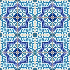 Seamless Moroccan Portuguese tiles Azulejo ornaments N18