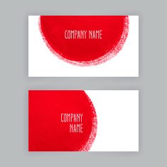 business cards with red brush strokes