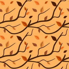 autumn branch with brown leaves seamless pattern background illustration N2