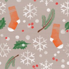 Christmas pattern socks fir tree branches holy snowflakes red spots