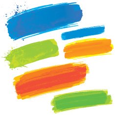 Coloured brush strokes