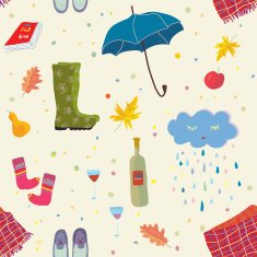 Autumn seamless pattern with cute things N2