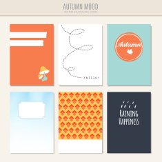 Set of autumn fall greeting journaling cards vector