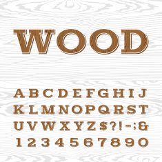 Wooden retro alphabet vector font N2