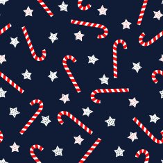 Seamless Christmas pattern with xmas stars and candy canes