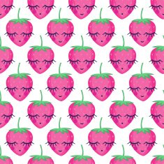 Seamless background with smiling sleeping strawberries N2