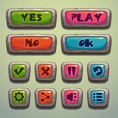 Set of cartoon stone buttons N4