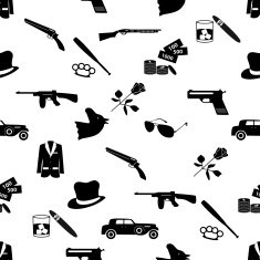 mafia criminal black symbols and icons seamless pattern eps10 N2