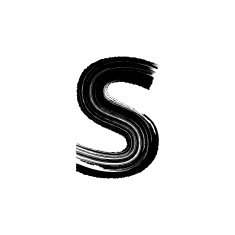 Letter S hand drawn with dry brush