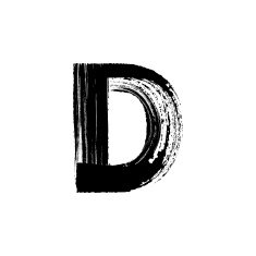 Letter D hand drawn with dry brush