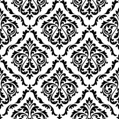 Damask black and white floral seamless pattern N2
