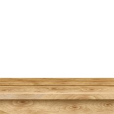 Empty table of light brown wooden planks