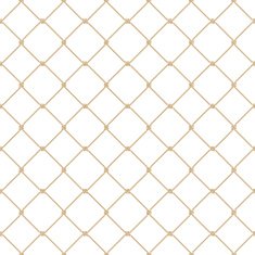 Nautical rope seamless gold fishnet pattern on white background