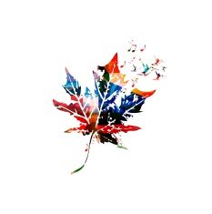 Colorful vector maple leaf with hummingbirds