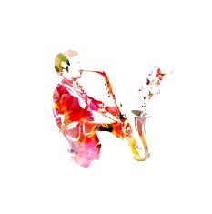 Colorful vector man with saxophone background butterflies