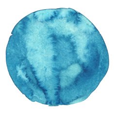 Watercolor abstract blue round paint stain