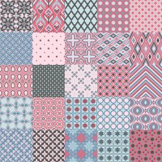 Set of classic geometric patterns in delicate colors N2