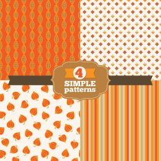 Set of autumn seamless patterns in orange gold and beige N2