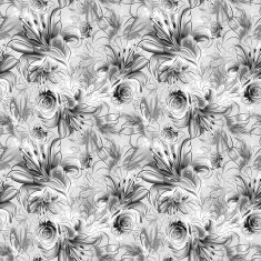 Seamless pattern Tropical exotic flowers drawn in pencil and watercolo N15