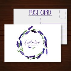 Vector greeting card with watercolor lavender N5