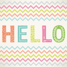 Hello greeting card with hand drawn letters in vector