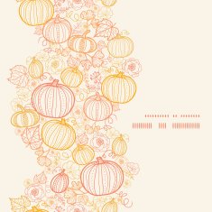 Vector thanksgiving line art pumkins vertical frame seamless pattern background
