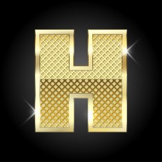 Vector metal gold letter H N2
