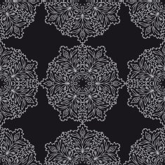Seamless background made of exotic pattern in black color N6