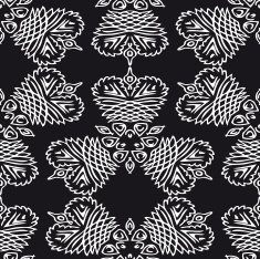 Seamless background made of exotic pattern in black color N7