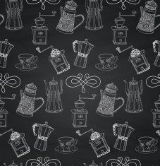 Vintage Chalk Drawing Seamless Pattern on Board Texture N3