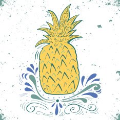 Hand drawn vintage label with pineapple N3