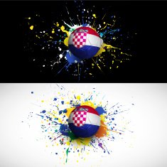 croatia flag with soccer ball dash on colorful background vector N2