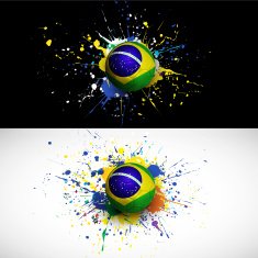 brazil flag with soccer ball dash on colorful background N2