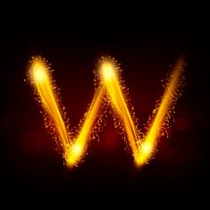 3d sparkler firework letter W N2