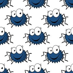Cartoon funny spiders seamless pattern