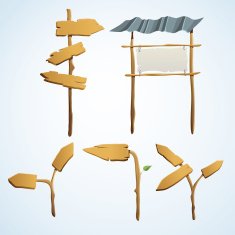 Illustration set of wooden arrows