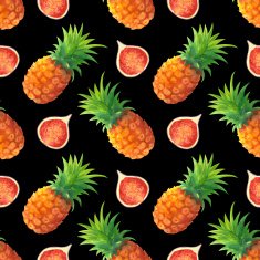 Watercolor seamless pattern with fruits