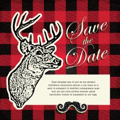 Save the date vintage flannel greeting design with N2
