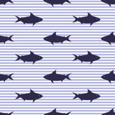 Seamless pattern with sharks and stripes N2