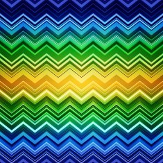 Abstract blue green and yellow zig-zag warped stripes ethnic N2