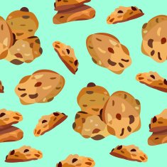 Seamless pattern with oatmeal cookies