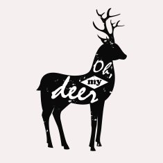 Grunge modern print or poster design with deer N2