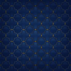 Quilted simple arabesque seamless pattern Dark blue color